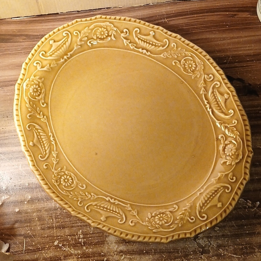 Vintage Canonsburg Pottery Regency Gokd Oval Platter 1960s